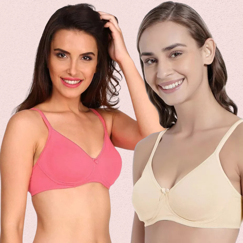 Womenâs Soft Cotton Non-Wired Bra (Pack of 2)